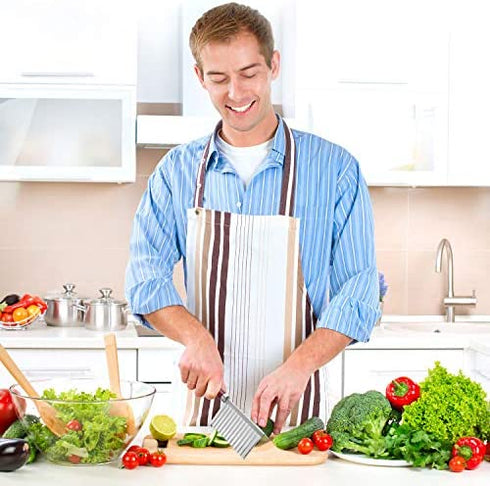 2 Pieces Crinkle Cutters for Vegetable Potatoes Fries Stainless Steel Wavy Slicers Kitchen Crinkle Cutter Knife Chipper Salad Chopping Cucumber Carrot Fruit