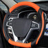 BuilLLin D Cut Steering Wheel Cover - D Shaped Flat Bottom Microfiber Leather Anti-Skid Breathable Fit 14.5"-15" (Orange)