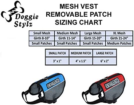 Doggie Stylz Set of 2 Reflective Emotional Support Removable Patches with Hook Backing for Working Dog Harnesses & Vests. Durable and Interchangeable - Comes in 3 Sizes Small, Medium and Large