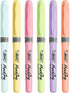 BIC Highlighter Grip Pastel, Highlighter Pens with Adjustable Chisel Tip, Rubber Grip for Extra Comfort, Assorted Colours, Pack of 6