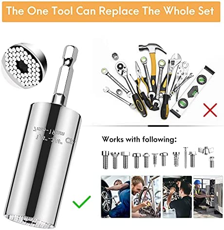 Gifts for Men-Universal Socket Tool Set, (7-19mm)Ratchet Super Socket Wrench With Power Drill Adapter, Christmas Stocking Stuffers for Men Women Dad Him Husband Boyfriend Cool Gadgets Birthday Gift