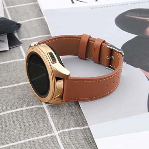 Compatible with Galaxy Watch 3 41mm Band/ Galaxy Watch 42mm Band Leather,20mm Replacement Strap Band Compatible with Samsung Galaxy Watch 3 41mm band(Leather Brown)