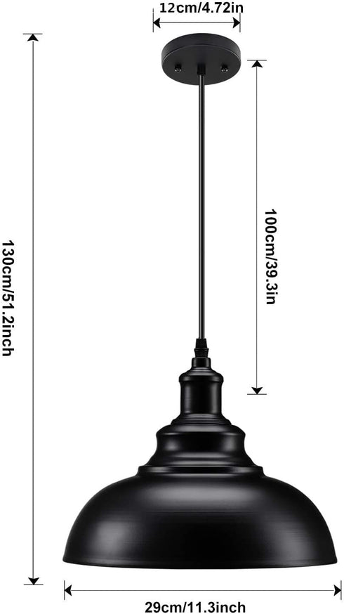 Farmhouse Pendant Light, Asnxcju Black Pendant Light Fixtures, Industrial Vintage Hanging Ceiling Light Fixture for Kitchen, Barn, Dining Room (1 Pack)