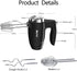 5-Speed 200W Electric Hand Mixer,with Eject Button,4 Stainless Steel Attachments(Beaters and Dough Hooks),for Whipping Cake, Cream,Dough,Cookies,Black