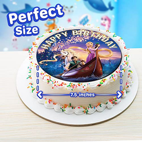 7.5 Inch Edible Cake Toppers Happy Choices (Tangled Rapunzel)