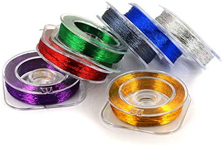 MNFT 7Pcs 50m/ Spool Metallic Guide Wrapping Lines DIY Fishing Line Thread Strong Nylon for Rod Building 7 Colors Rod Building Wrapping Thread (Solid Color, 50)