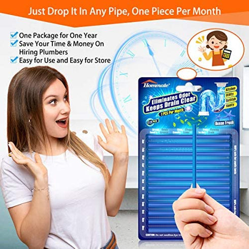 Drain Sticks Drain Cleaner Sticks Drain Stix DrainStix Drain Cleaner and Deodorizer Sticks Non-Fragile for Preventing Clogs Odor Sink Pipe Cleaning Sticks for Drains As Seen On TV