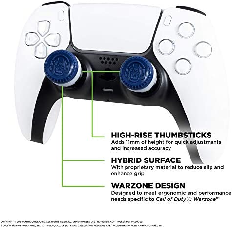 KontrolFreek Call of Duty: Warzone Performance Thumbsticks for Playstation 4 (PS4) and Playstation 5 (PS5) | 2 High-Rise, Hybrid| Blue/Gray