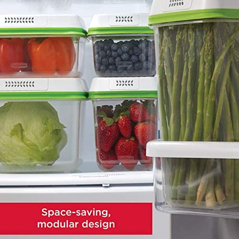 Rubbermaid FreshWorks Saver, Medium Produce Storage Containers, 2-Pack, 7.2 Cup, Clear