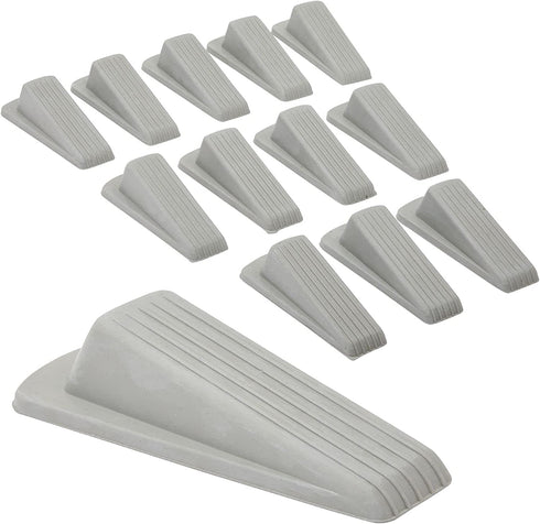 Large Rubber Door Stopper Wedge for Carpet, Wood, Tile Floor (Grey, 4.8 in, 12 Pack)