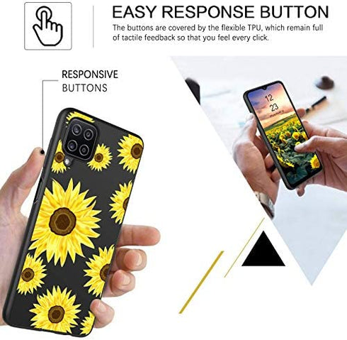 BENTOBEN Samsung A12 Case, Galaxy A12 Case, Slim Fit Glow in The Dark Soft Flexible Bumper Protective Shockproof Anti Scratch Non-Slip Cute Phone Cases for Samsung Galaxy A12, Sunflower Design