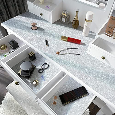 Glitter Silver Contact Paper Sparkley Silver Creative Covering Peel and Stick Wallpaper Silver Removable Self Adhesive Paper for Bedroom DIY Gift Decoration Shelf Drawer Liner Vinyl Roll 17.7"x78.7"