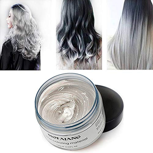 Temporary Hair Color Wax, White Hair Dye Natural Instant Hairstyle Cream or Hairstyle Wax for Women & Men Party, Cosplay, Date (White)