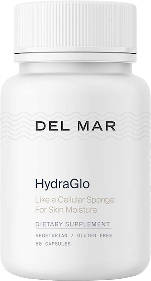 Del Mar Laboratories HydraGlo - Dietary Hyaluronic Acid Supplement - Aging and Joint Health Support - Helps Restore Smooth, Supple Skin - 60 Veggie Capsules