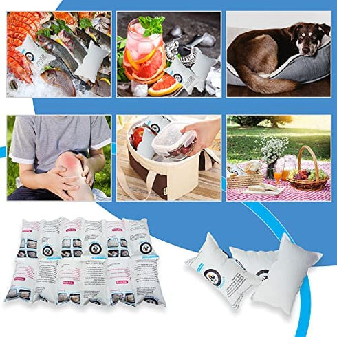 Shipping Cold Packs Dry Ice for Shipping Frozen Food, Freezer Ice Pack Sheets for Coolers 14'' X 13'', Flexible Ice Blanket Keep Food Fresh Beverage Cold, 42 OZ/Sheet After Absorb Water, 4 x 6 Cells