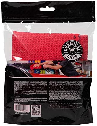 Chemical Guys MIC707 Waffle Weave Glass and Window Microfiber Towel, Red (24" x 16")