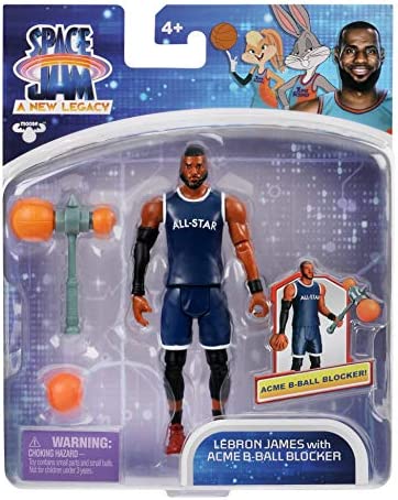 Moose Toys Space Jam: A New Legacy - Baller Action Figure - 5" Lebron James with Acme B-Ball Blocker