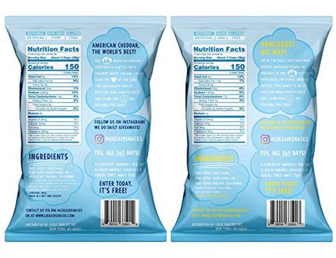 Like Air Baked Puffcorn (Combo Pack: Cheddar & Pancake) | 2 Large Multi-Serve Bags | 50 Calories Per Cup | Gluten Free | Nothing Artificial