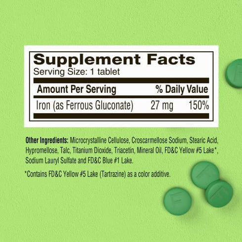 Fergon High Potency Iron Supplement Tablets, 100 Count, Pack of 2