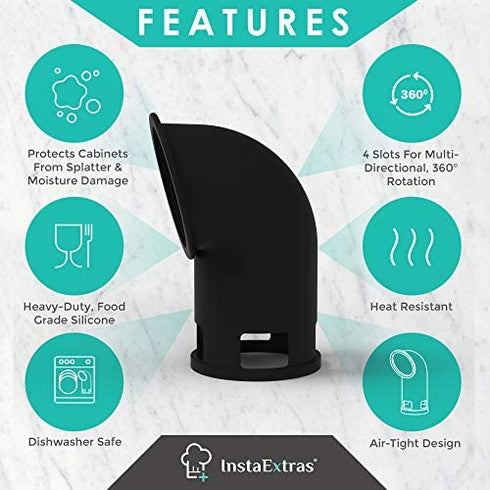 Silicone Steam Release Diverter Accessory - Compatible With Instant Pot LUX, SV, Evo, Ninja Foodi, Crockpot, Power Cooker XL, 3 6 8 Quart IP - Cover Pressure Valve To Vent Steam For Instapot (Black)