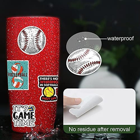 100PCS Sports Stickers, Volleyball Basketball Football Stickers Mixed Vinyl Waterproof Stickers for Water Bottles Laptop Computer Skateboard MacBook for Teens and Adults
