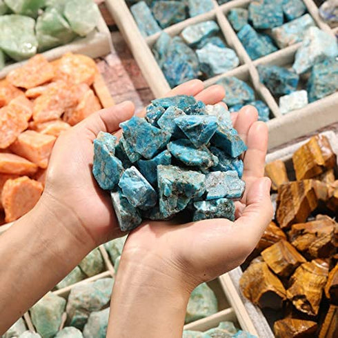 Top Plaza Bulk Moroxite Healing Crystals Rough Stones - Large 1" Natural Raw Stones Crystal for Reiki Healing, Wicca, Witchcraft, Tumbling, Cabbing, Fountain Rocks, Decoration, Polishing 0.5lb