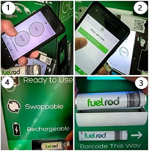 FuelRod Portable Charger Kit, with One Extra Set of Cables & Adaptors, Compatible with All Tablets, Smart Phones, Rechargeable Backup Power Bank, SWAP for Charged Rod at Kiosk