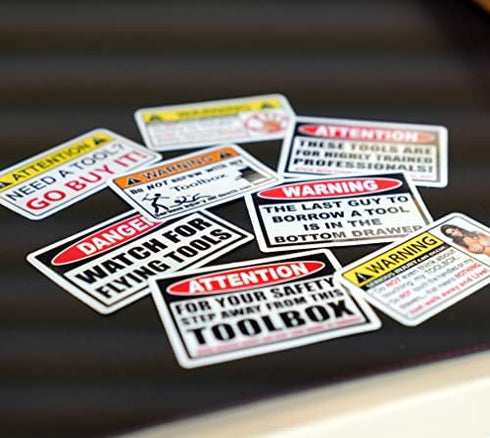 Funny Toolbox Warning Decal Sticker Tool Box Pack Set - by 215 Decals