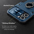 CloudValley for iPhone 12/12 Pro Case with Camera Cover & Kickstand, Slide Lens Protection + 360° Rotate Ring Stand, Impact-Resistant, Shockproof, Protective Bumper, 6.1 inch Blue Armor Style