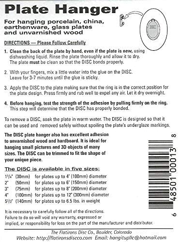 Invisible English Disc Adhesive Large Plate Hanger Set (4-4 Inch Hangers)