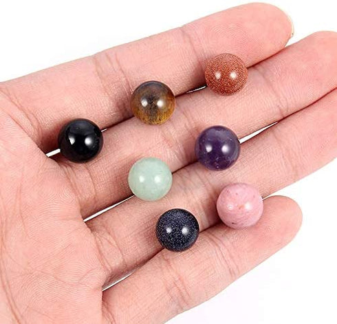 YEYULIN 7pairs Natural Gemstone Ball Stud Earrings Amethyst Rose Quartz Agate Crystal Earring Jewelry for Womens Girls