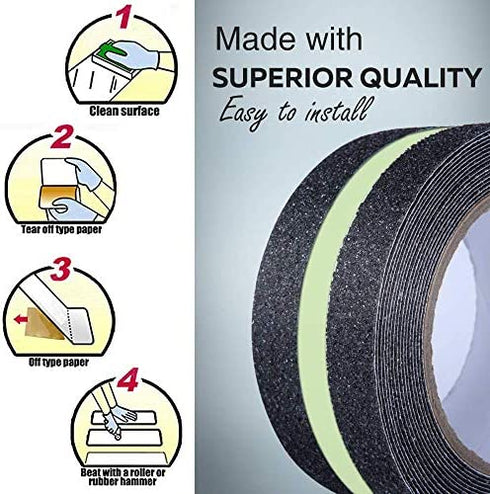 Anti Slip Grip Tape, Non-Slip Traction Tapes with Glow in The Dark Reduce The Risk of Slipping for Indoor or Outdoor Stair Tread Step and Other Slippery Surfaces - Keeps You Safe, 2 Inch x 16.4 Foot