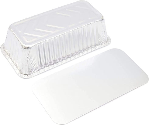 Holiday Loaf Pans with Lids, Aluminum Foil Baking Tins (8.5 x 2.5 x 4.5 In, 50 Pack)