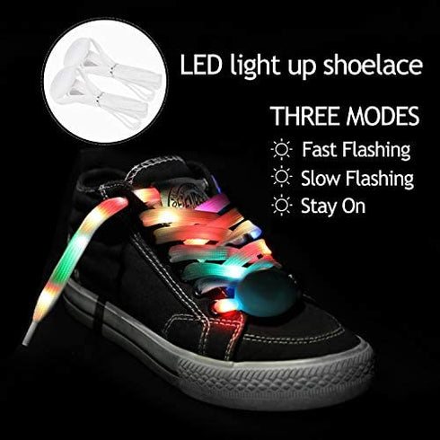 Aywewii Light Up Gloves, LED Gloves LED Shoelaces Set Rainbow Flashing Finger Gloves Toys for 5 6 7 8 9 10 11 12 13 14 15 16 Years Old Boys Girls, LED Toys for Xmas Birthday Party Favor
