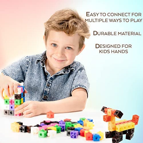 TOYLI 100 Piece Linking Cubes Set for Counting, Sorting, STEM, Connecting Blocks Math Links Manipulatives Educational Toy for Preschool, Kindergarten, Homeschool