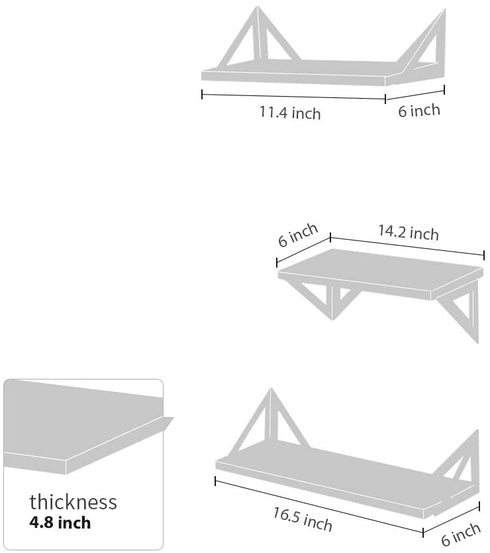 AZL1 Life Concept, Rustic Set of 3 Decorative Floating Mounted Wall Shelves Ledge Perfect for Home D©cor, Trophy Display, Photo Frames in Study Living Room Bathroom Kitchen office, Natural Wood