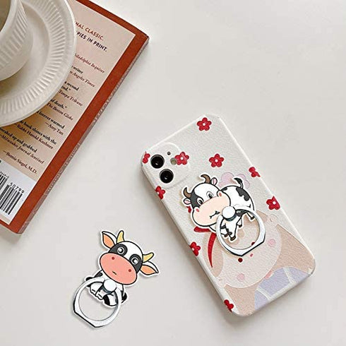 Cell Phone Ring Holder Stand, 360 Degree Rotation Universal Finger Ring Kickstand Cute Cow Phone Grip Compatible with iPhone, Samsung, LG, Sony, HTC and More