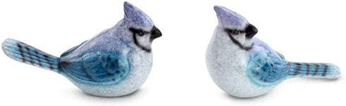 Napco Blue Jay Glossy Blue and White 6 x 4 Ceramic Collectible Figurines Set of 2