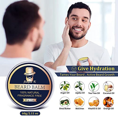 Beard Kit for Men Gifts - Beard Care Kit Gifts Set with Beard Oil, Beard Balm, Beard Brush & Comb, Scissors - Men Stocking Stuffers Christmas Gifts for Men Dad Husband Grandpa Brother Boyfriend
