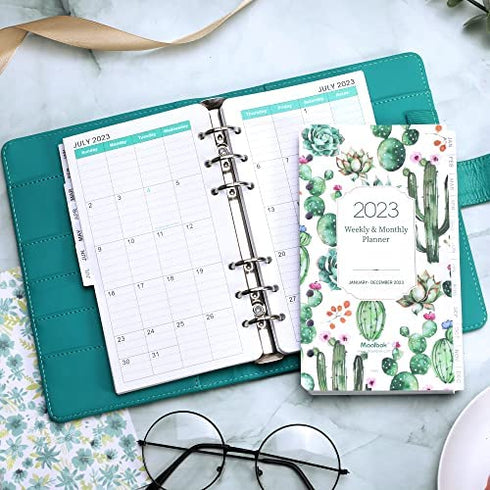 2023 Planner Refills - 2023 Weekly & Monthly Planner Refill, A6 Refill Paper, A6 Planner Inserts, 3-3/4" x 6-3/4", Planner Refills 2023 with Monthly Tabs, 6-Hole Punched, Loose Leaf