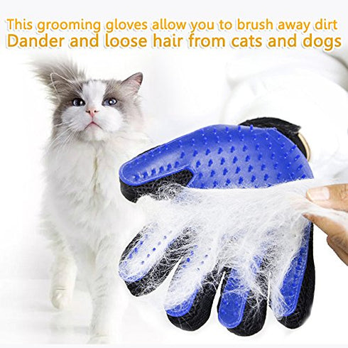 myKimono 1 Pair Pet Grooming Glove,Gentle Deshedding Brush Glove Hair Remover Brush for Dogs,Cats & Horses with Long & Short Fur