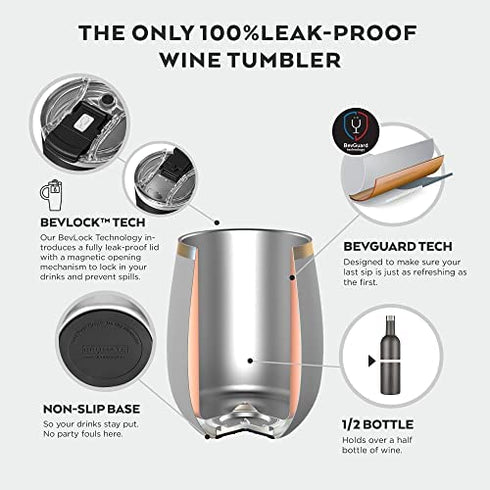 BrüMate Uncork'd XL MÜV - 100% Leak-Proof 14oz Insulated Wine Tumbler with Lid - Vacuum Insulated Stainless Steel Wine Glass - Perfect For Travel & Outdoors (Walnut)