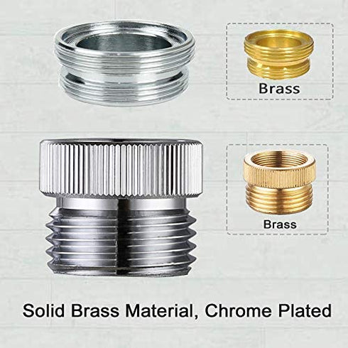 Brass Garden Hose Adapter with Aerator, Kitchen Sink Faucet Adapter to Garden Hose for Female 55/64-Inch to Male 3/4-Inch, Polished Chrome