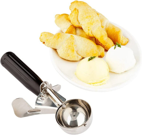 Met Lux 1.25 Ounce Portion Scoop, 1 Durable Cookie Scoop - #30, With Black Handle, Stainless Steel Disher, For Portion Control, Scoop Cookie Dough, Cupcake Batter, or Ice Cream - Restaurantware