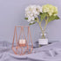 Lanlong 2-Piece Metal Geometric Candlesticks, Tealight Candle Holders, Home Decor Candleholders, Geometry Candleholder Centerpieces, Table Centerpiece Candlesticks (Rose Gold L)