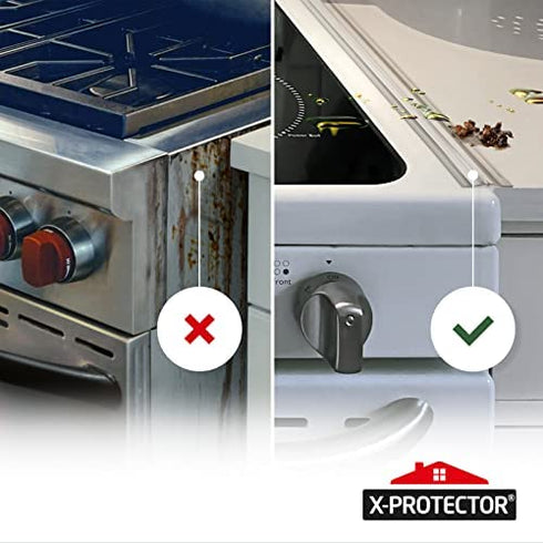 Silicone Stove Gap Cover X-Protector – 50” x 1" Guard Between Stove and Counter – Self-Adhesive Premium Counter Gap Filler – Heat Resistant Oven Counter Gap Protector – Silicone Stove Top Spill Guard