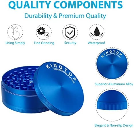 KINGTOP Spice Grinder Large 3.0 Inch Blue