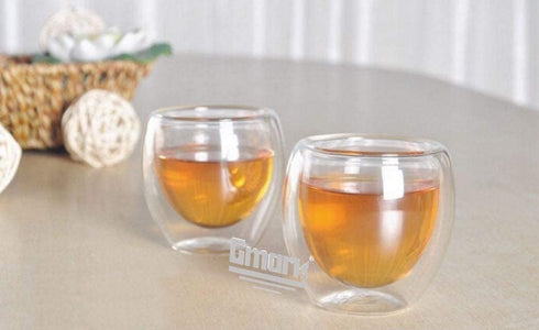 Gmark Espresso Cups Shot Glass 2.7-Ounce Coffee Set of 4 -Double Wall Thermo Insulated GM2028