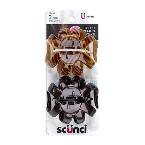 Scunci by Conair No-Slip Grip Hair Claw Clips, Octopus Clip, Claw Hair Clip in Black & Tortoise, Packaging May Vary, 2 Pack