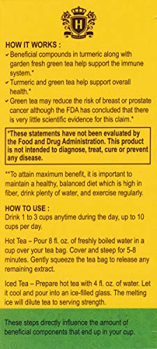 Hyleys Wellness Turmeric with Green Tea - 25 Tea Bags (100% Natural, Sugar Free, Gluten Free and Non-GMO)